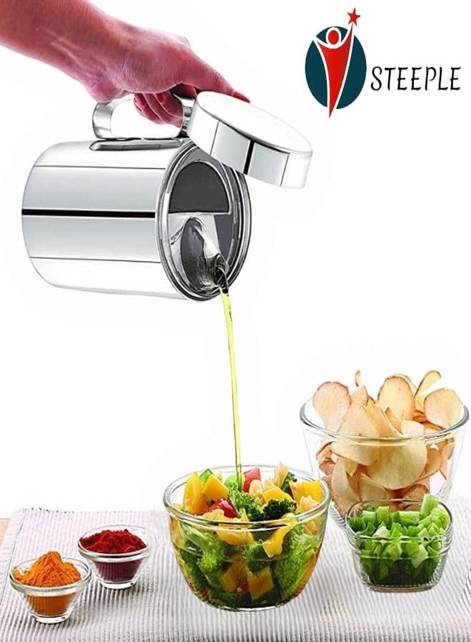 STEEPLE Oil Dispenser 1 Litre | Kitchen Set | Oil Container | Oil Bottle | Cooking Oil Dispenser For Home & Resturants 1000 ml ( Pack Of 2 Sliver) - Image 5